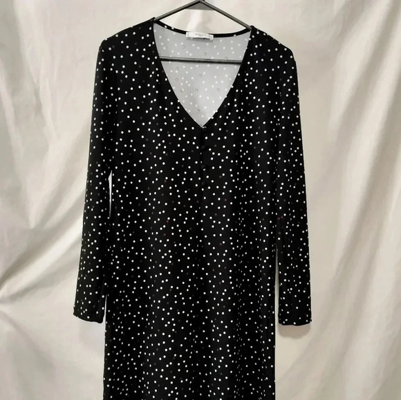MNG by Mango Basics Shift Long Sleeves Polka dots Dress size Medium - Picture 1 of 7